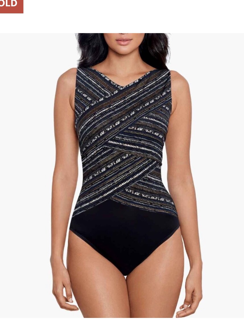 Miraclesuit Woman's Plus-Size Cypher Brio One-Piece Under-Wire Swimsuit Sz 16